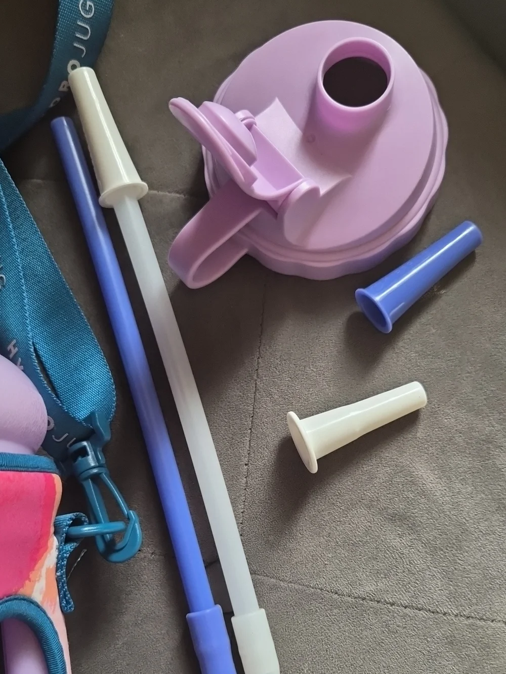 HydroJug Pink Lavender Blue Insulated Water Bottle Carrier with Straws and Lid